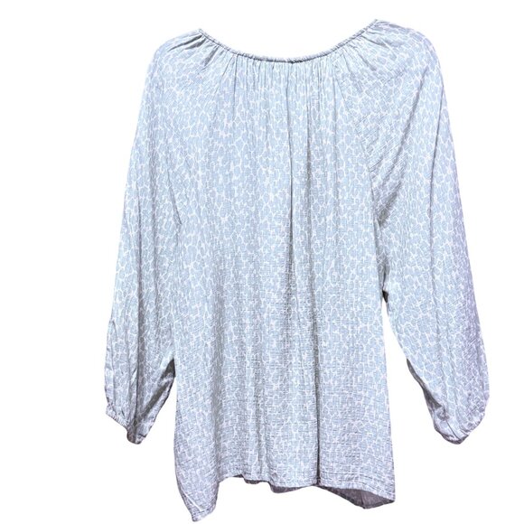GAP women’s size XXL Mint Green Animal Print Boho Peasant Style Long Sleeve Top - Picture 3 of 12